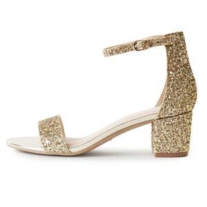 I. Adams Women's Silver Glitter Block Heel Sandals Size 8 Party Shoes